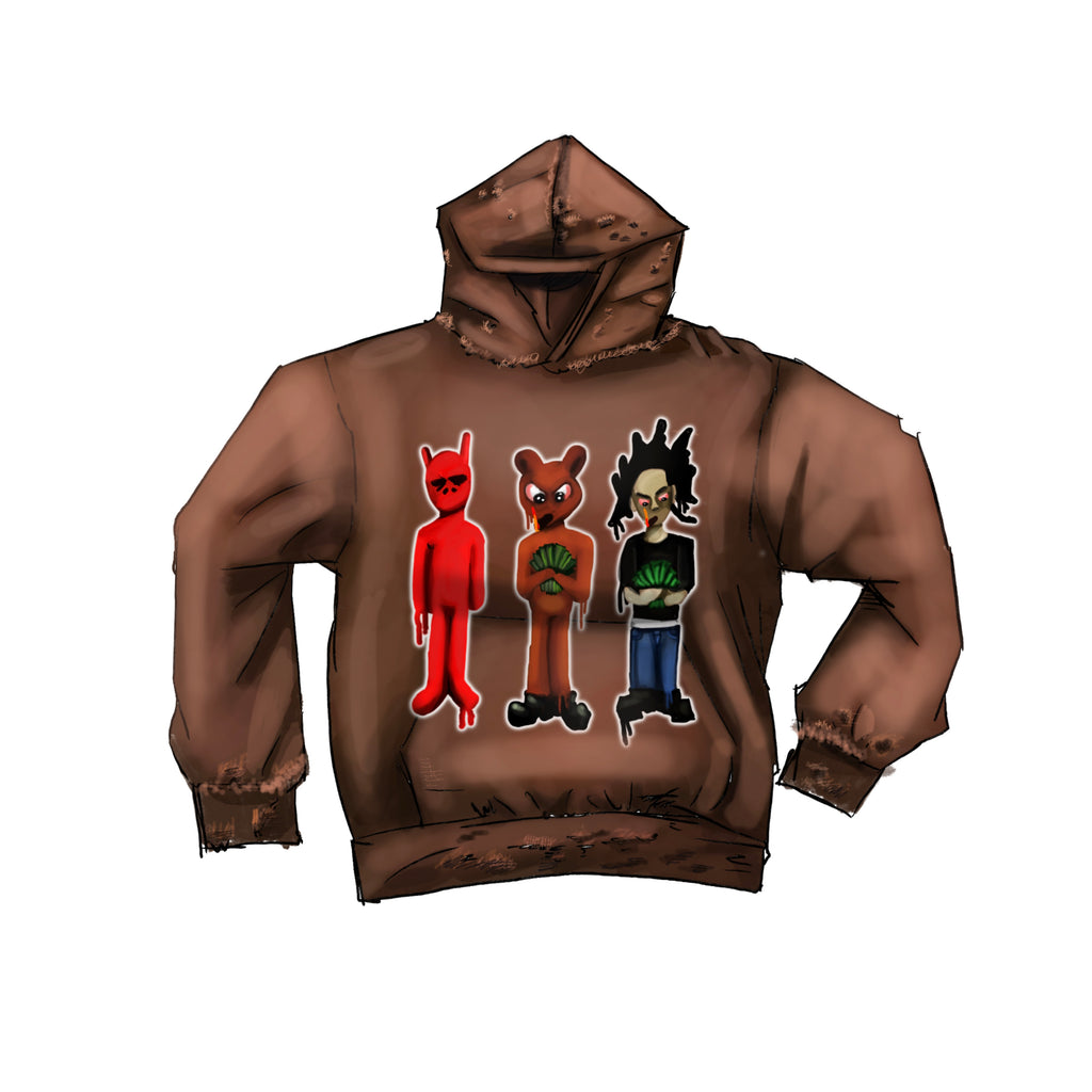 Trap Buddy’s Brown Distressed Hoodie